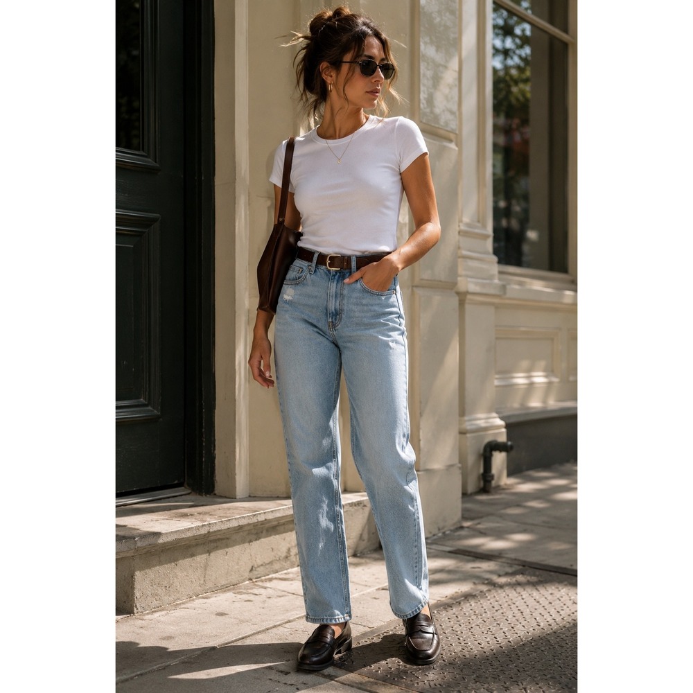 PacSun High Rise Straight Jeans 26 Light Wash 90s Vintage Distressed Denim